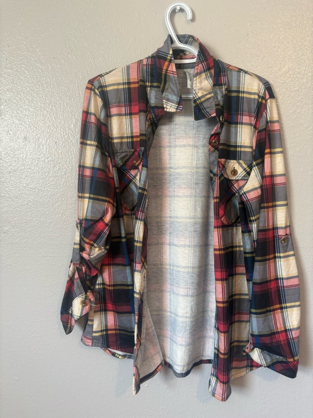Women's Plaid Button-Down Shirt - Pink Multi